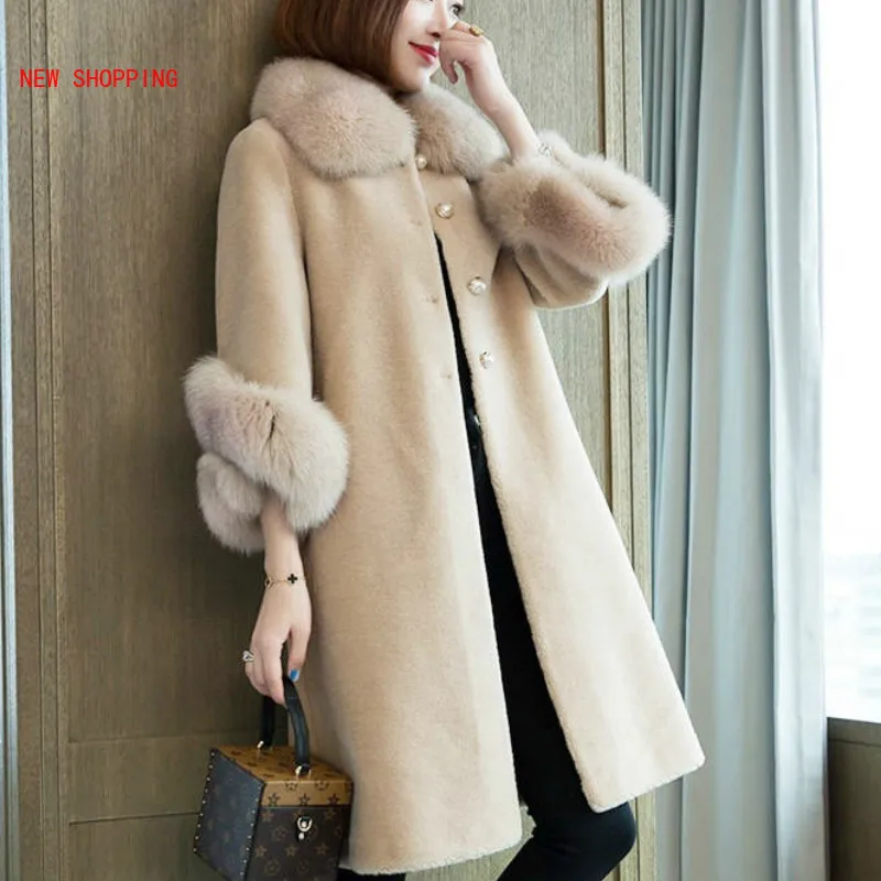 Top Trends: Winter Solid Color Loose Imitation Fox Fur Collar Single Breasted Thick Warm Faux Fur Coat Luxurious Faux Fur Long Cashmere Coat Shoppable Styles