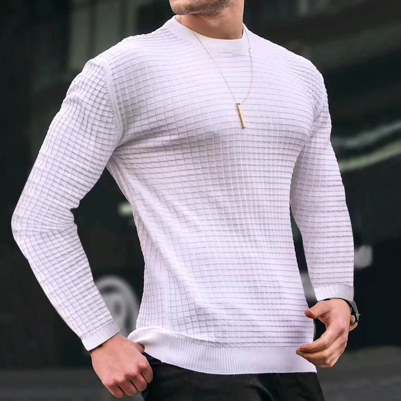 Top Trends: Men T-shirt Pullover Top Long Sleeves Round Neck Solid Color Soft Pullover Warm Casual Mid Length Men Autumn Sweater Top Male Shoppable Styles