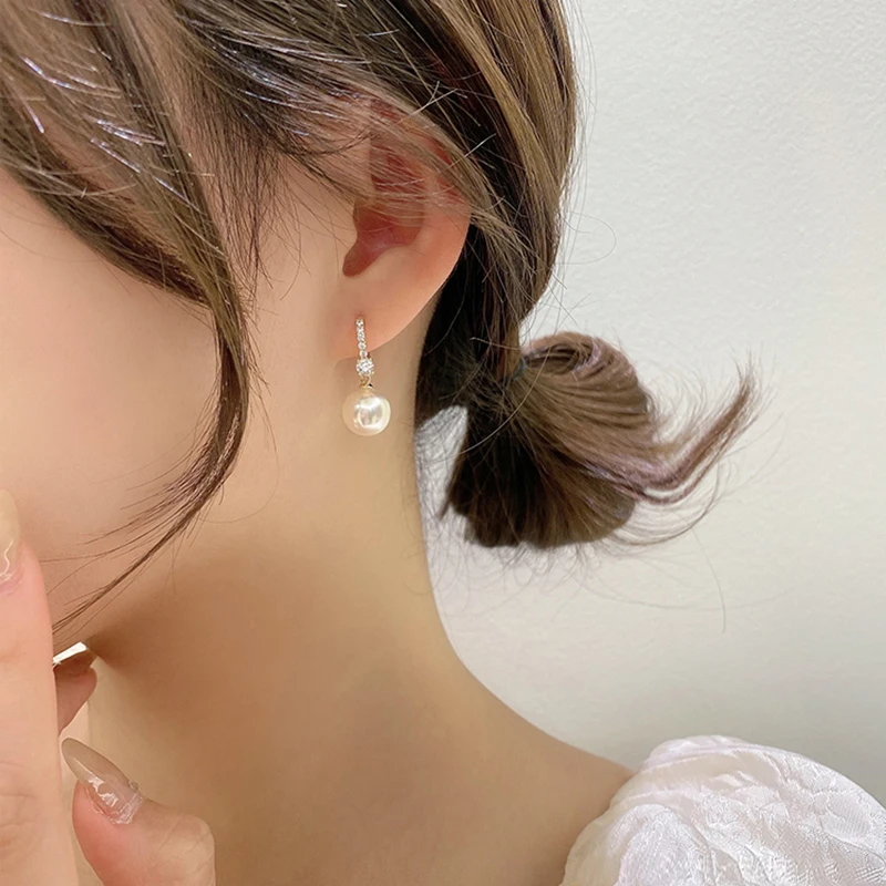 Top Trends: Elegant Lady's Pearl Pendant Earrings Korean Fashion Jewelry Party Student Girl's Simple Accessories Sweet Earrings For Woman Shoppable Styles - Image 3