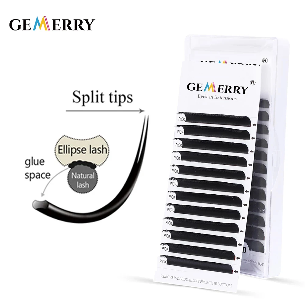 Top Trends: Gemerry Ellipse Flat Lashes Extension For Professional Eyelashes Split Tip Individual Soft Silk 0.15 Flat Eyelash Makeup Supplie Shoppable Styles