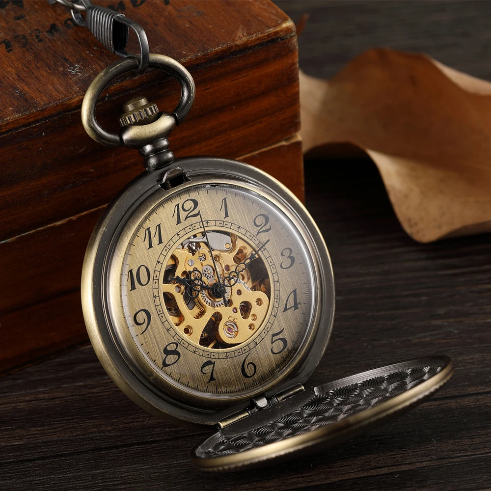 Top Trends: Lady Pocket Watch Skeleton Mechanical FOB VIntage Pocket Watch For Men Montre De Poche Retro Steampunk Shoppable Styles