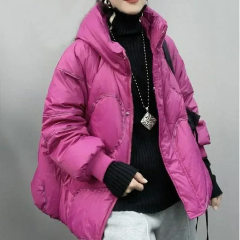 Top Trends: Down Jacket Women 2023 Women Winter Coat Female Winter New Casual Fashion Loose Hooded Thickened White Duck Down Bread Jacket Shoppable Styles