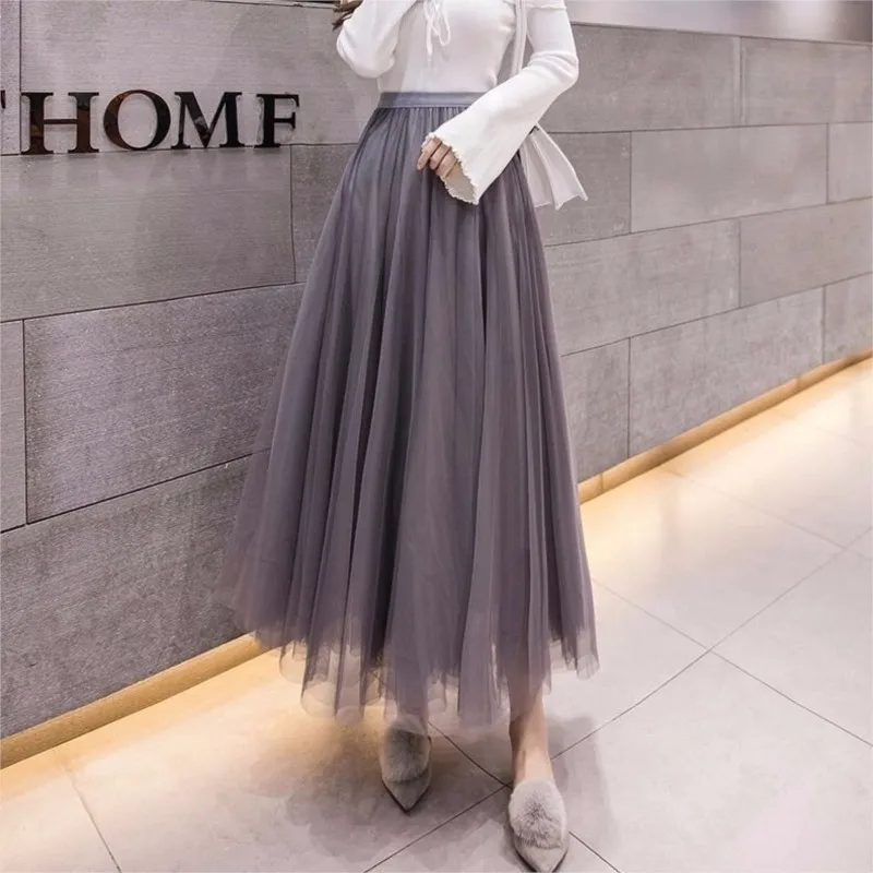 Top Trends: Vintage Tulle Skirt Women Elastic High Waist 3 Layers A-line Pleated Mesh Skirt Long Bride Tutu Skirts Female NS5613 Shoppable Styles