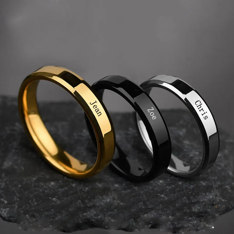 Top Trends: Personalized Custom Name Ring Stainless Steel Customized Rings For Women Men Couple Customed Letter Date Finger Ring Jewelry Shoppable Styles