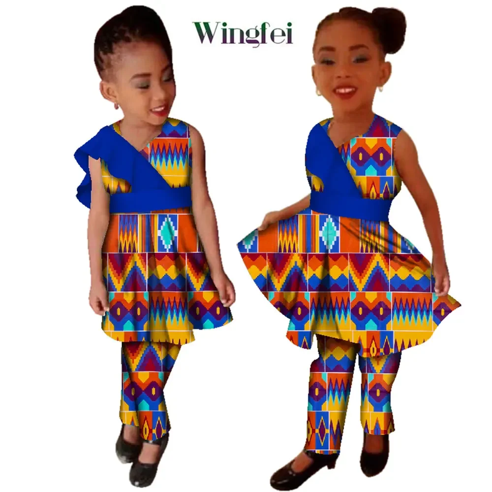 Top Trends: African Clothes For Children 2 Pieces Set Long Shirt Top And Pant Vestidos Dashiki African Print Girls Suit Pants Sets WYT124 Shoppable Styles