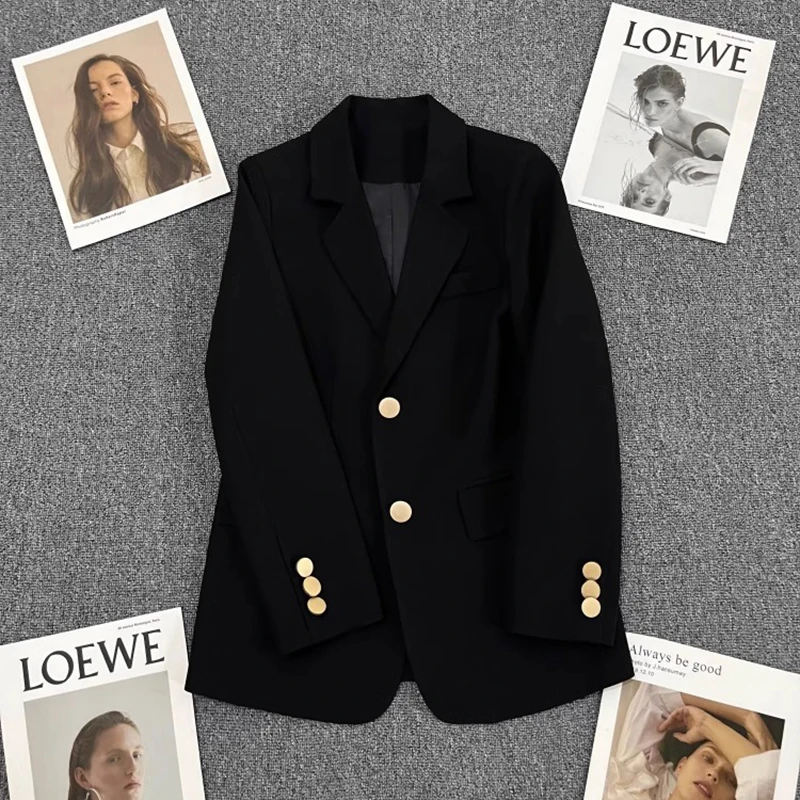 Top Trends: Sandro Rivers Suit Jacket For Female, Black Metal Buckle, Temperament, Casual, Hundred, Spring, New, 2022 Shoppable Styles