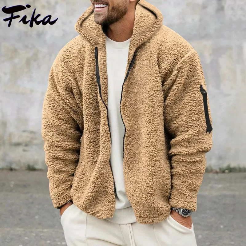 Top Trends: 2023 Autumn Winter Casual Loose Fleece Jackets For Men Fluffy Coats Vintage Zipper Hooded Jacket Mens Thick Warm Coat Streetwear Shoppable Styles