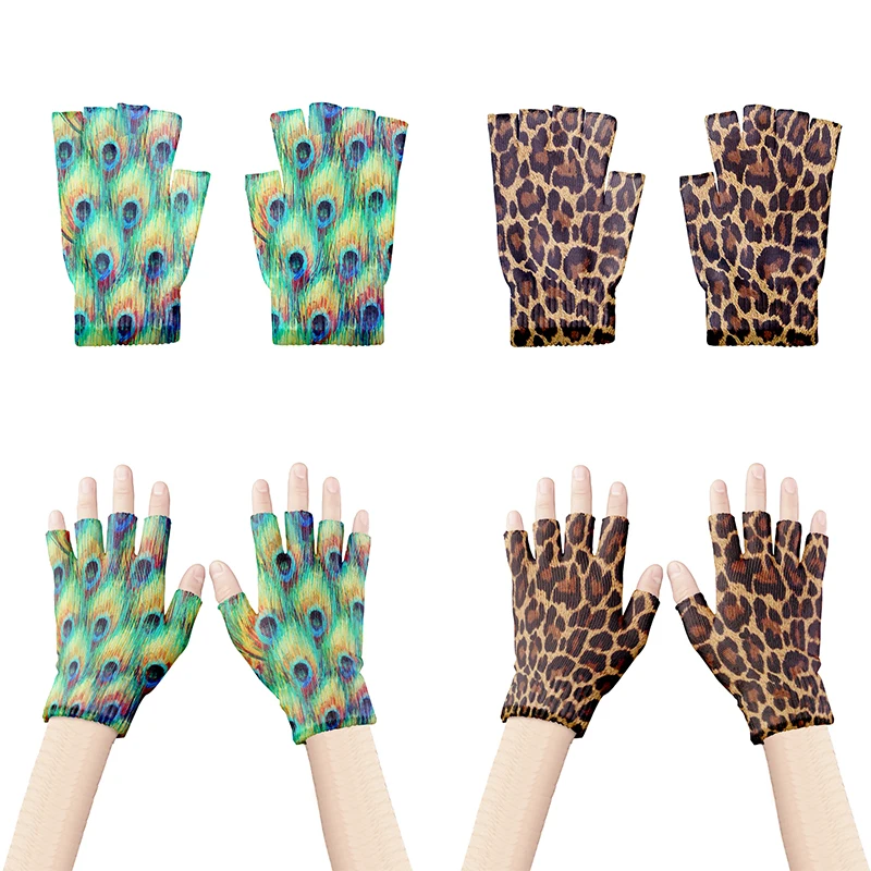 Top Trends: Novelty 3D Printed Fingerless Gloves Fashion Unisex Touch Screen Knitted Half Finger Gloves Women Exposed Finger Mittens Shoppable Styles