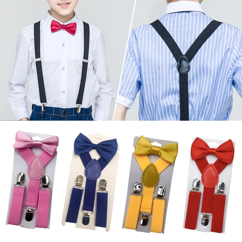 Top Trends: Bow Tie Suspenders Set For Baby Boys Elastic Solid Color Y-Back Braces Adjustable Suspender Children Matching Tuxedo Suit Brace Shoppable Styles