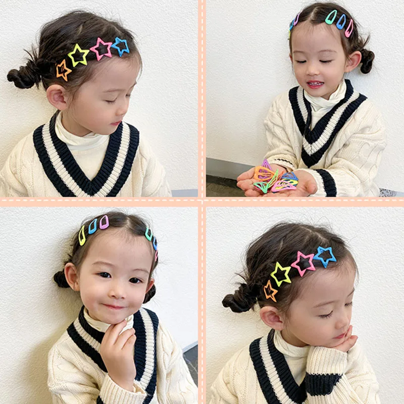 Top Trends: 10pcs / set Cute Colorful Star Waterdrop Shape Hair Clips For Girls Children Lovely Hair Decorate Hairpins Kids Hair Accessories Shoppable Styles - Image 5