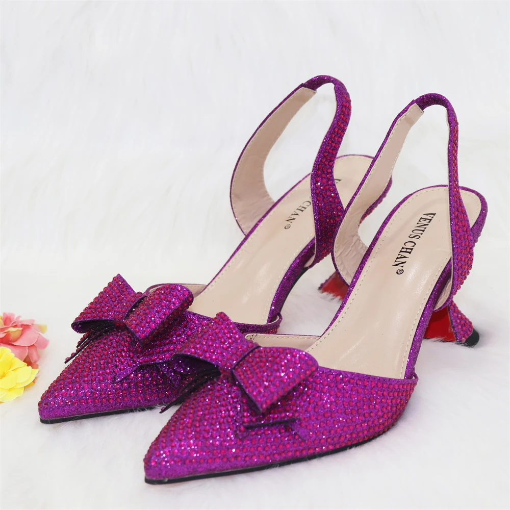 Top Trends: 2023 New Arrivals Special Design Purple Color African Women Shoes And Bag Set Pointed Toe Pumps For Wedding Party Shoppable Styles - Image 2