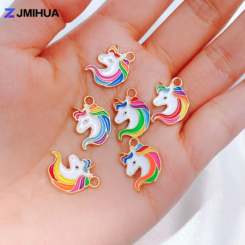 Top Trends: 15pcs / lot Enamel Charms Rainbow Unicorn Pendants For DIY Handmade Earrings Bracelets Necklaces Jewelry Making Crafts Accessories Shoppable Styles