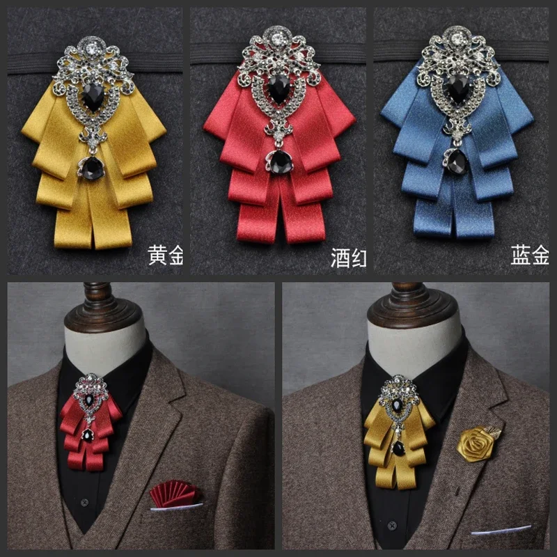 Top Trends: Luxury Black Rhinestone Handmade Bow Tie Men&#039;s Wedding Groomsman High-end British Boy Business Suit Shirt Bowtie Set Shoppable Styles