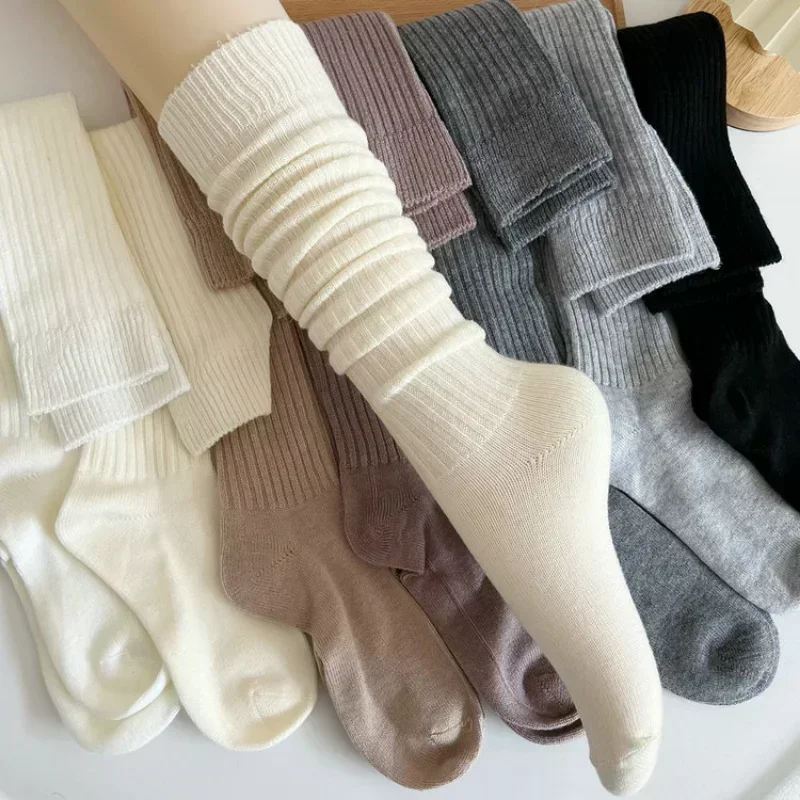 Top Trends: Women Long Socks Cashmere Women Boot Solid Wool Thigh Stocking Skinny Casual Cotton Over Knee-High Fluffy Female Long Knee Sock Shoppable Styles