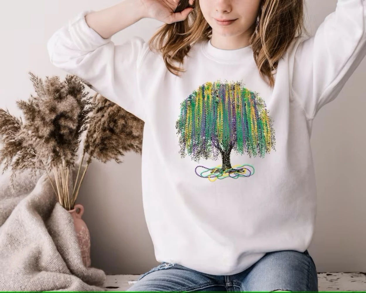 Top Trends: Mardi Gras Tree Sweatshirt Saints Fat Tuesday Shirt Watercolor Mardi Gras Bead Tree Top Louisiana New Orleans Festival Carnival Shoppable Styles