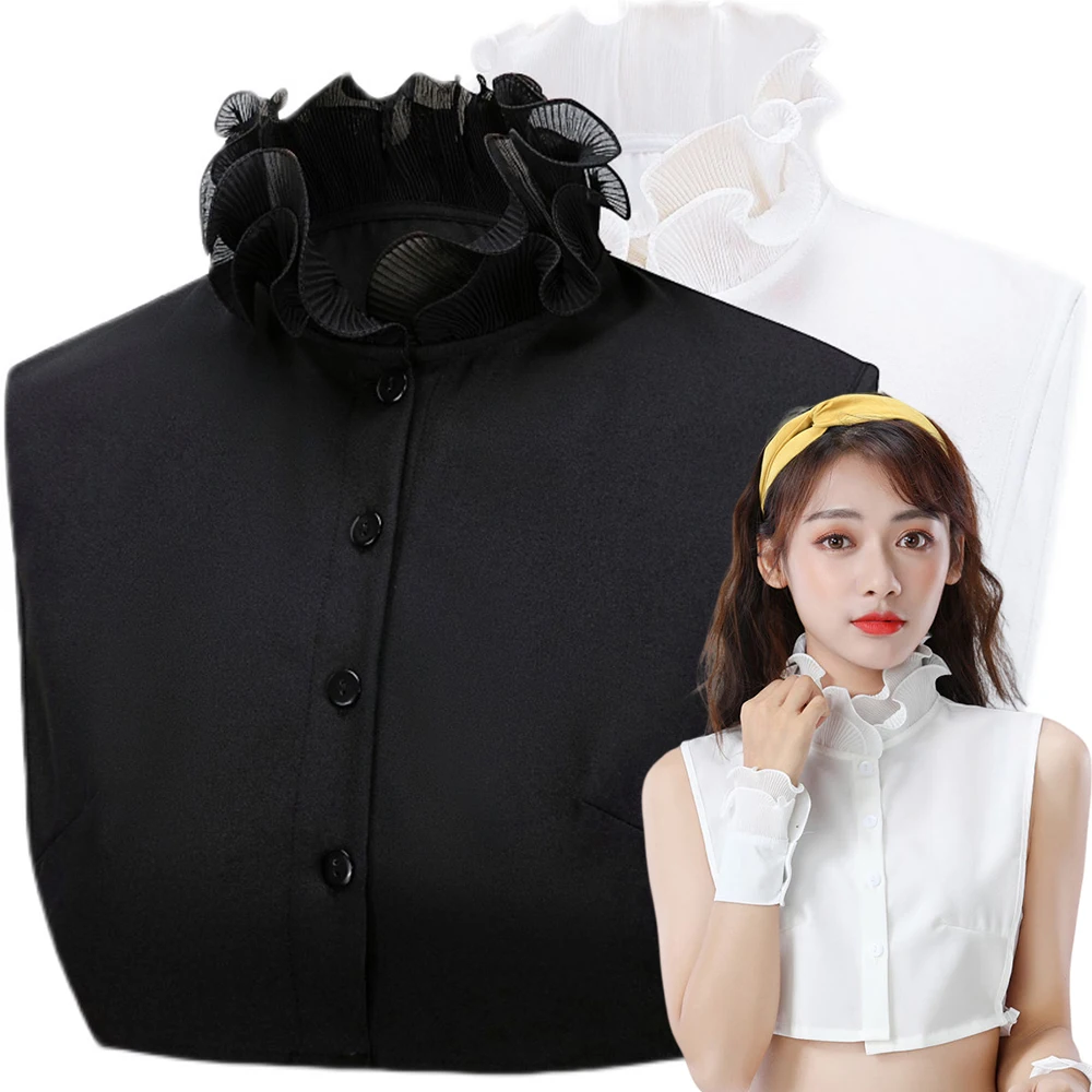 Top Trends: Ruffle Stand Collar Fake Cuffs Decoration Blouse Detachable Shirt Collar Sweater False Collars Top Women Man Apparel Accessories Shoppable Styles