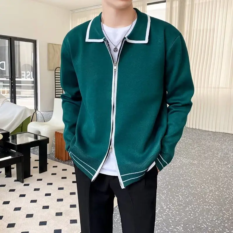 Top Trends: 2023 New Autumn And Winter Light Mature Wind Contrast Color Korean Edition Double Zipper Casual Loose Men&#039;s Knitted Sweater Shoppable Styles