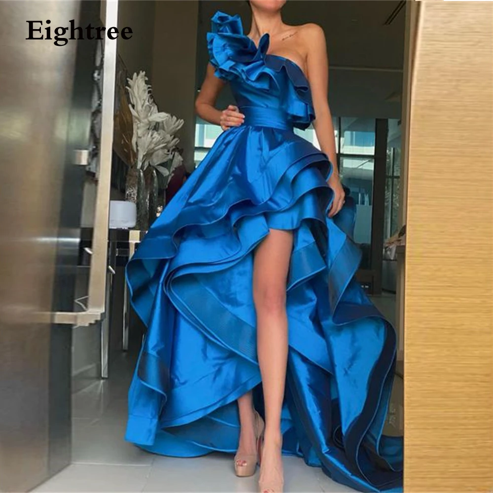 Top Trends: Eightree Royal Blue One Shoulder Evening Dress Ruffers Stain Long Tail Prom Dresses Robes De Soirée Special Occasion Party Gowns Shoppable Styles