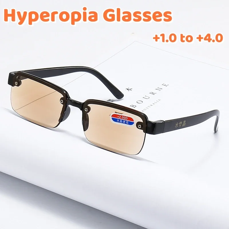 Top Trends: Anti Fatigue Hyperopia Eyewear Frameless Crystal High-definition Reading Glasses Square Anti Blue Light Presbyopic Eyeglasses Shoppable Styles