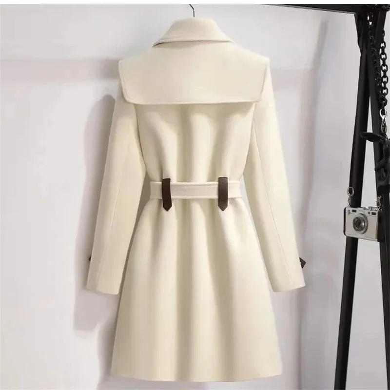 Top Trends: 2023 New Autumn And Winter Wool Jacket Womens Clothing Woolen Coats Slim Belt Elegant Long Coat Female Beige Black Outerwear Shoppable Styles - Image 5