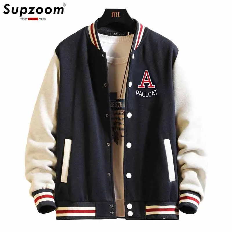 Top Trends: 2022 New Arrival Hot Preppy Style Cotton Thick Embroidery Rib Sleeve Brand Clothing Baseball Autumn Winter Casual Bomber Jacket Shoppable Styles