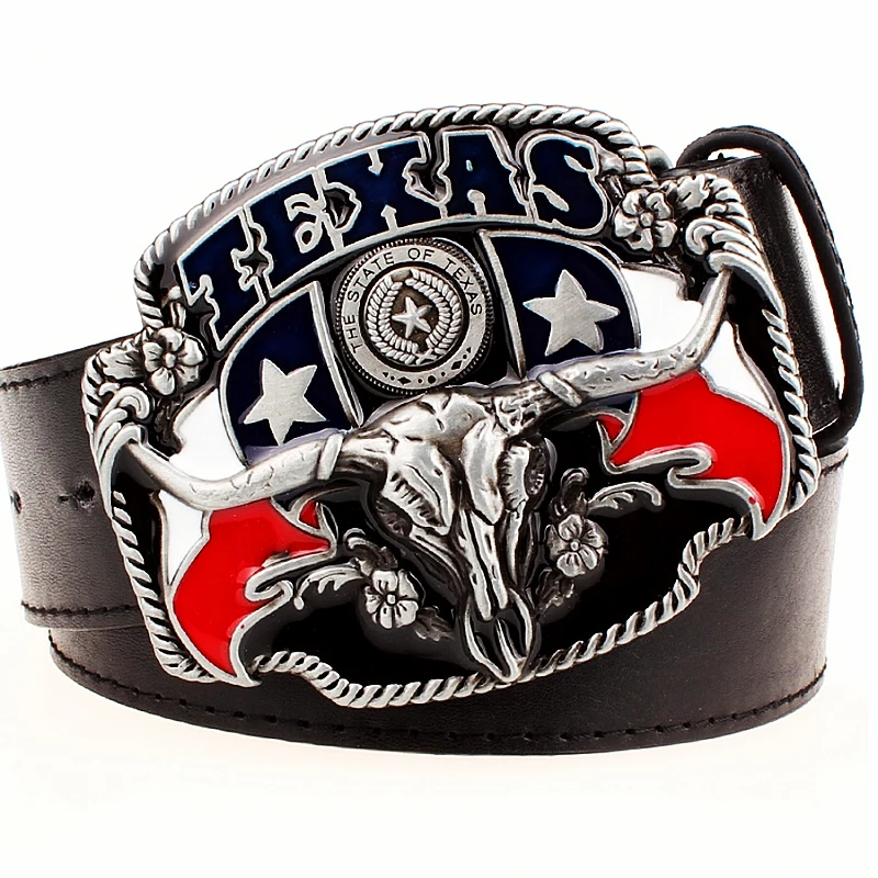 Top Trends: Wild West TEXAS Cowboy Belt Bull Skull Head Metal Buckle American Texan Pride Fashion Waistband For Men Shoppable Styles