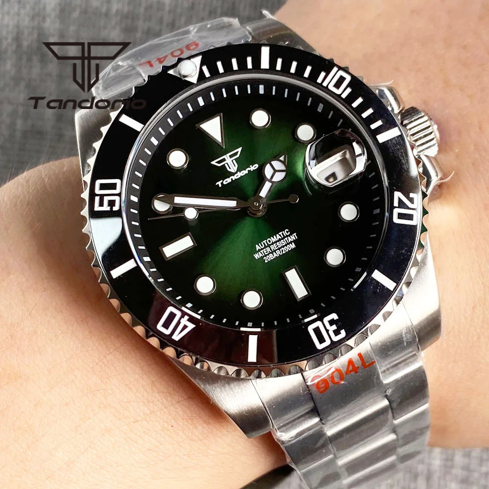 Top Trends: Tandorio Blue / Green / Red Sunburst Dial NH35A 40mm 200M Automatic Diving Men's Watch Sapphire Glass Rotating Ceramic / Alloy Bezel Shoppable Styles - Image 6