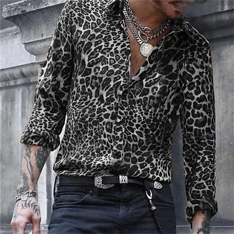 Top Trends: Hawaiian Fashion Luxury High Quality Leopard Print Men&#039;s Shirts Single Breasted Shirts Casual Camo Print Long Sleeve Men&#039;s Tops Shoppable Styles