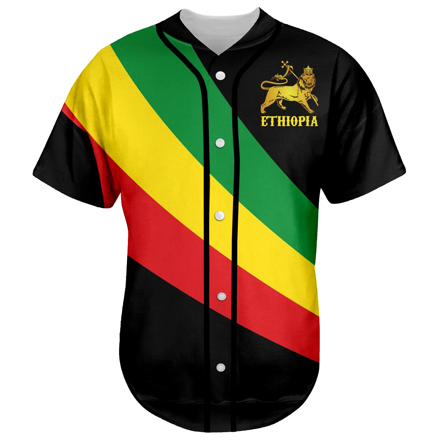 Top Trends: Africa County Ethiopia Native Reggae Lion Tattoo 3DPrint Summer Harajuku Casual Funny Baseball Jersey Shirts Short Sleeves X3 Shoppable Styles