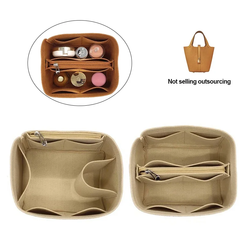 Top Trends: Organizer Insert Bag Inner Storage Felt Purse Shaper Cosmetic Storage Insert Handbag With Zipper Fit For H Picotin 18 22 Shoppable Styles