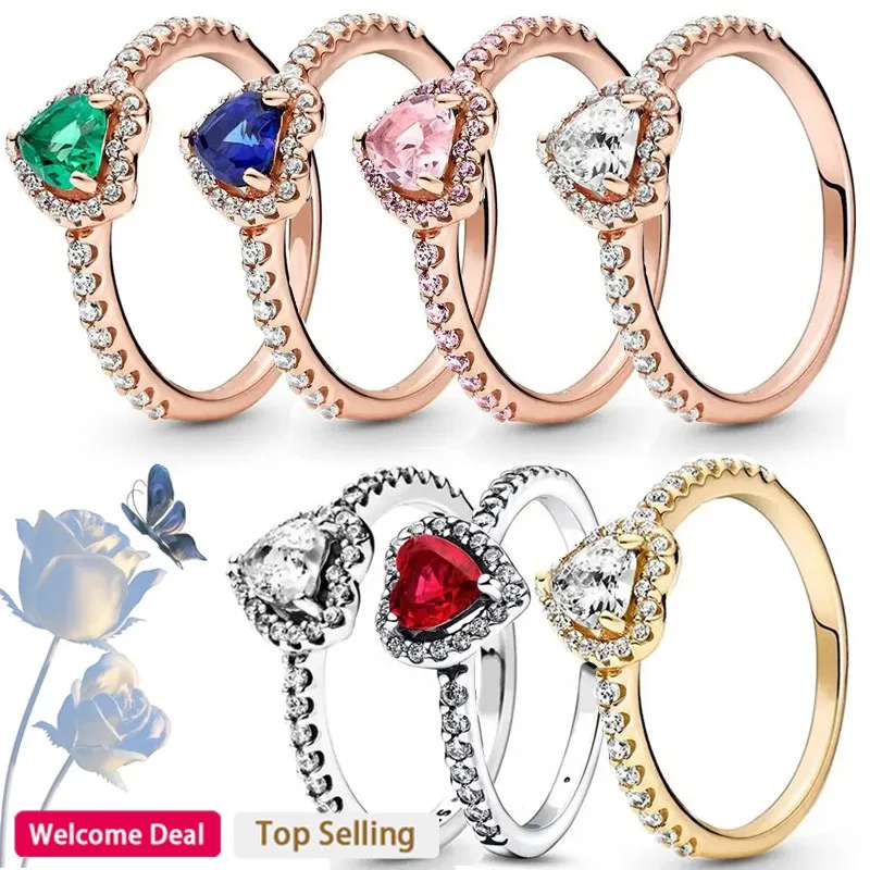 Top Trends: Hot Selling High-quality Women&#039;s 925 Sterling Silver Shiny Elegant Heart Shaped Ring Rose Gold DIY Fashionable Charm Jewelry Shoppable Styles