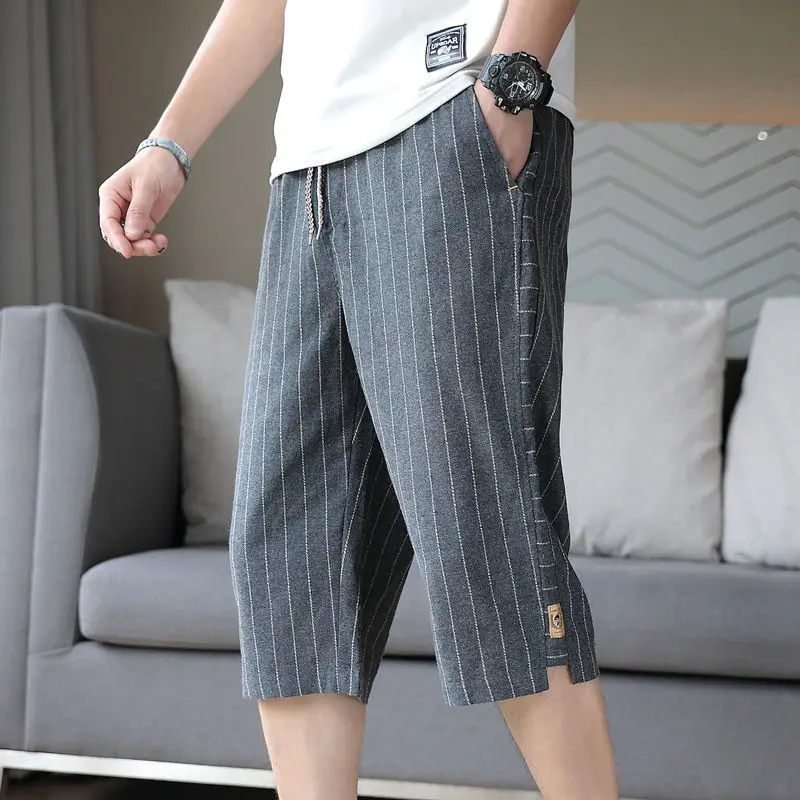 Top Trends: 2023 Summer Fashion Trend High Waist Lace Up Stripe Panel Pocket Loose Casual Thin Straight Casual Versatile Men&#039;s Three Shorst Shoppable Styles