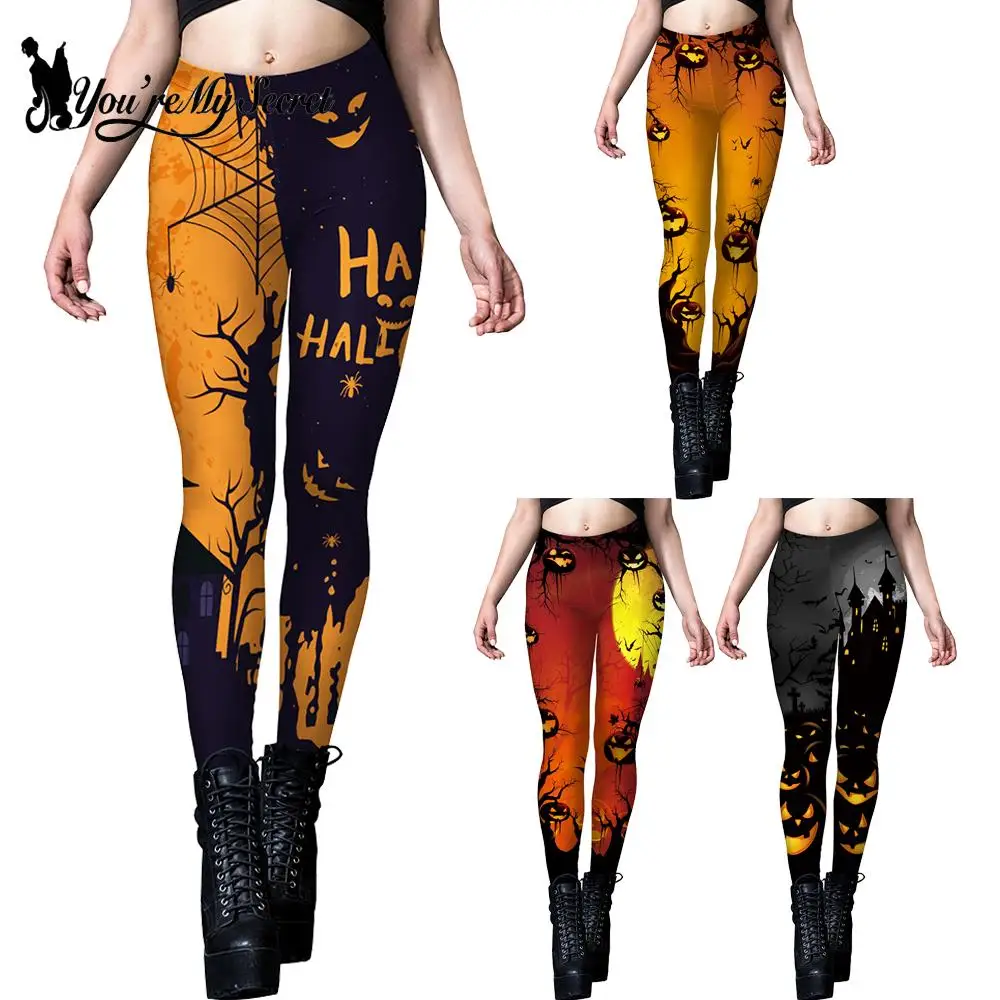 Top Trends: You're My Secret Skull Halloween Pumpkin 3D Printed High Waist Elasticity Slim Fitness Sexy Legins Outdoor Jogging Pants Shoppable Styles