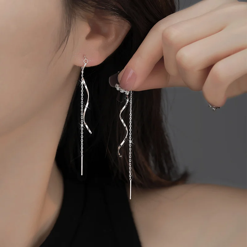 Top Trends: Accessories For Women Long Tassel Threader Earrings For Women Wave Shaped Simple Long Chain Earring Wedding Party Jewelry Gift Shoppable Styles