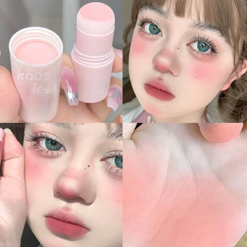 Top Trends: Girly Blush Stick With Sponge Head Easy To Use Waterproof Lasting Brightening Face Contouring Shadow Blusher Cheek Korean Makeup Shoppable Styles