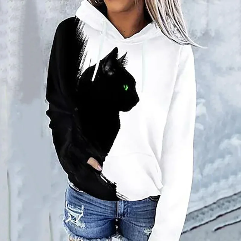 Top Trends: Women's Kitten Paw Print Hoodie Long Sleeve Cute Hoodie Lightweight Pullover Casual Ladies Sweatshirt Fall Winter Pullover 2024 Shoppable Styles