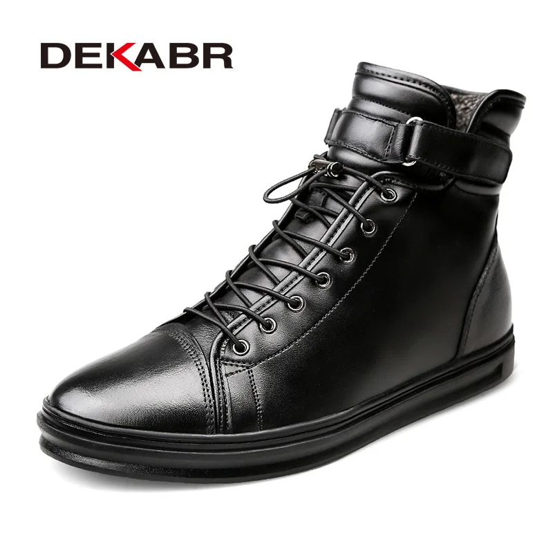 Top Trends: DEKABR Warm Fur Winter Boots Genuine Leather Handmade Comfortable Men Winter Snow Boots Fashion Motorcycle Men Boots Size 38~48 Shoppable Styles