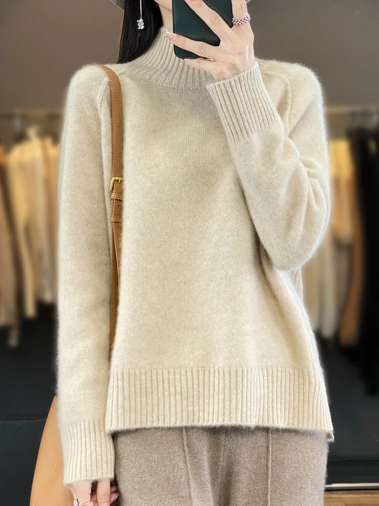 Top Trends: Women Turtleneck Sweater Autumn Winter Thick Pullovers 100% Merino Wool Solid Cashmere Knitwear Female Basic Clothes Korean Tops Shoppable Styles - Image 4