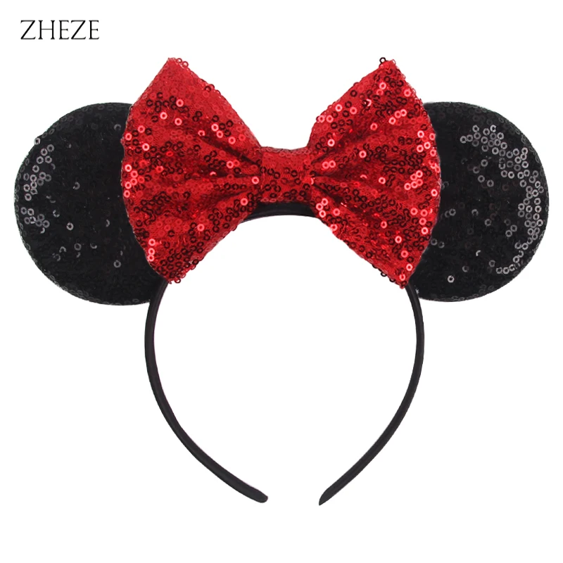 Top Trends: Disney Black Mouse Ears Headband For Girls 5&quot;Bow Party Hairband Festival DIY Hair Accessories Femme Shoppable Styles