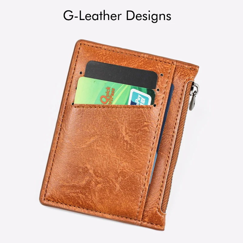 Top Trends: Slim Zipper Credit Card Holders Vintage Leather For Men Mini Short Wallet Small Coin Purse Personalized Shoppable Styles