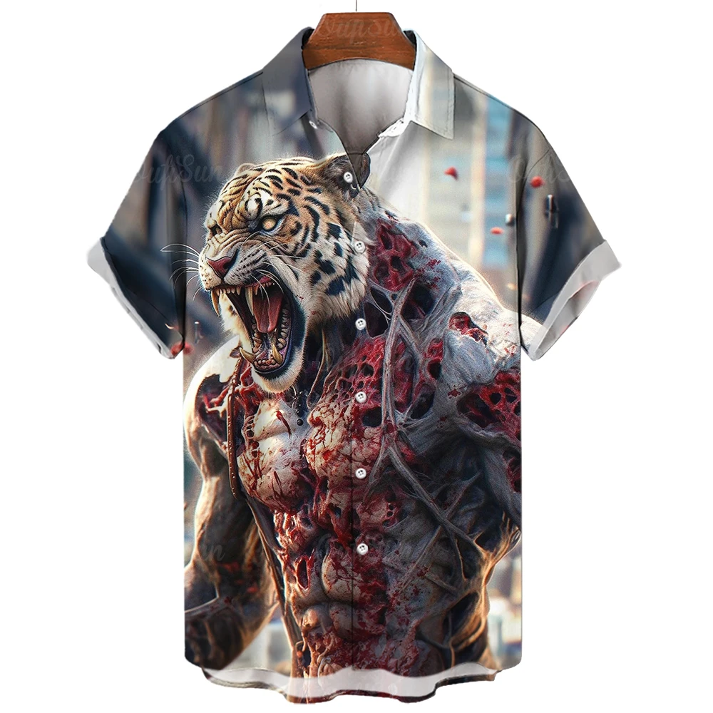 Top Trends: Animal Shirts For Men Orc Warrior Print Men'S Clothing Daily Casual Short Sleeved Street Cool Tees Tops Loose Oversized-Shirts Shoppable Styles - Image 3