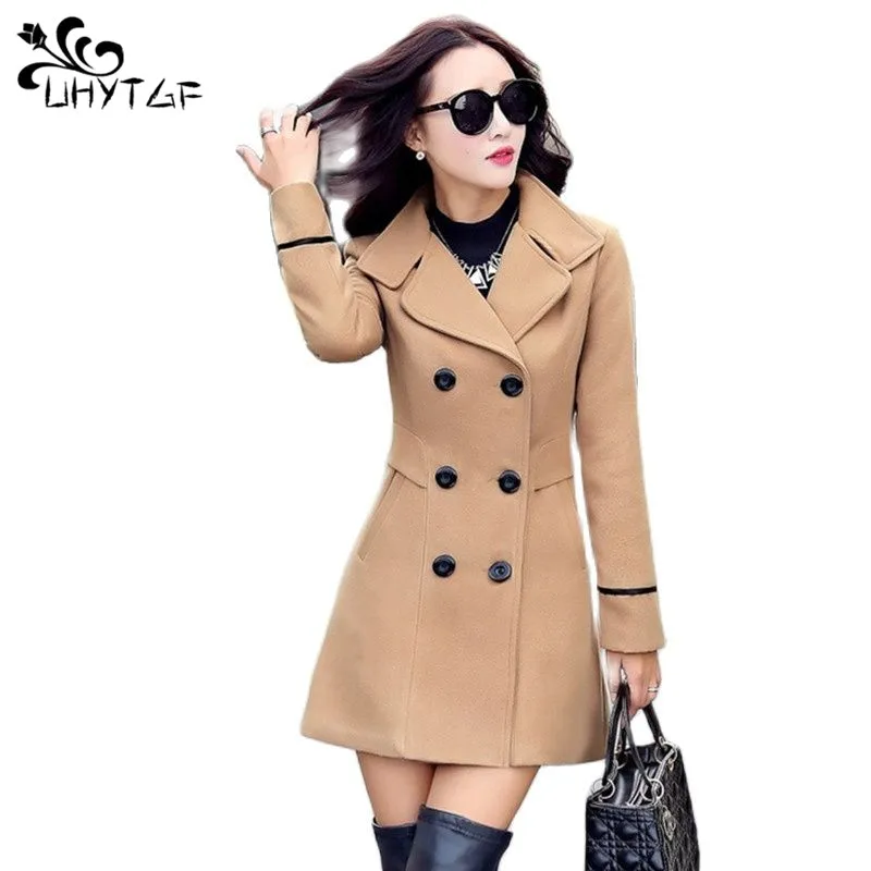 Top Trends: UHYTGF Coat Woman Autumn Winter 2023 Wool Coats For Women Overcoat Double-breasted Woolen Jackets For Women Outerwear M-3XL 124 Shoppable Styles