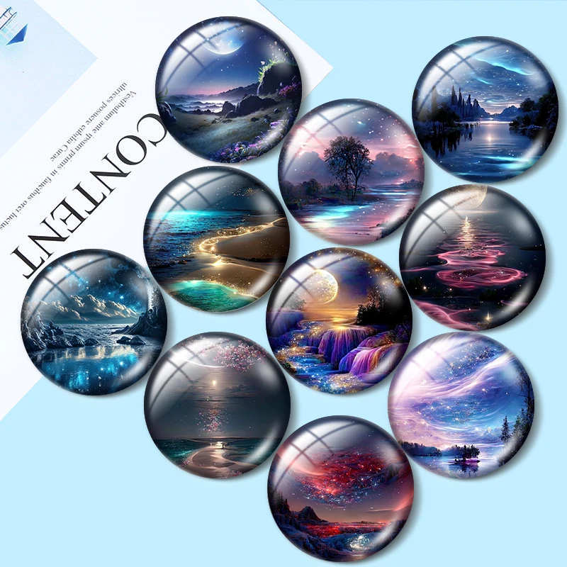 Top Trends: New Dreamy Beautiful Sky 10pcs 12mm / 16mm / 18mm / 25mm Round Photo Glass Cabochon Demo Flat Back Making Findings Shoppable Styles