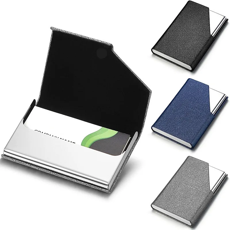 Top Trends: Business Card Holder With Magnetic PU Leather Stainless Steel Business Card Case ID Name Card Case For Men Women Office 95*63mm Shoppable Styles