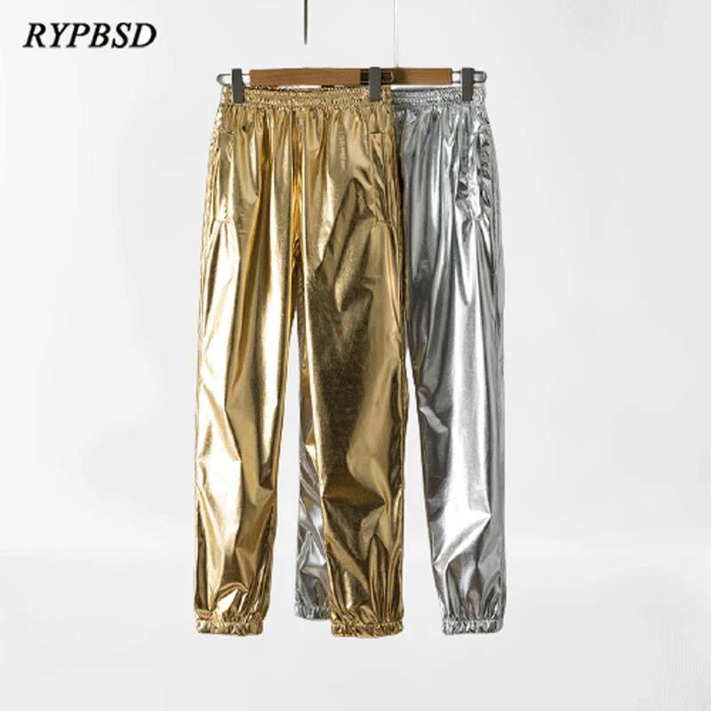 Top Trends: Shiny Metallic Gold Sweatpants Joggers For Men Streetwear Hip Hop Pants Nightclub Stage Singer Costume Autumn Solid Trousers Shoppable Styles