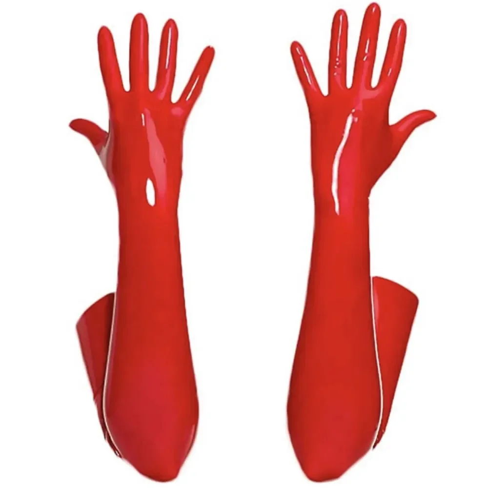 Top Trends: Women PU Leather Wetlook Shiny High Stockings Mittens Long Leather Gloves Disco Party Dance Clubwear Cosplay Costumes Red Black Shoppable Styles - Image 3