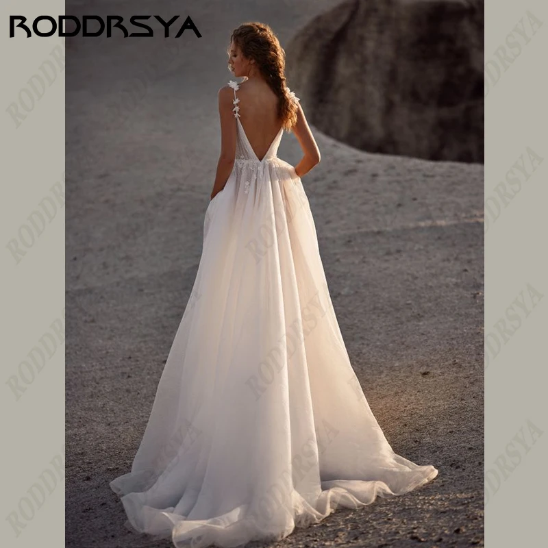 Top Trends: RODDRSYA Boho Wedding Dresses Sexy V-Neck Spaghetti Straps Bridal Gowns Elegant A-Line Backless Bride Party Свадебное платье  Shoppable Styles - Image 2