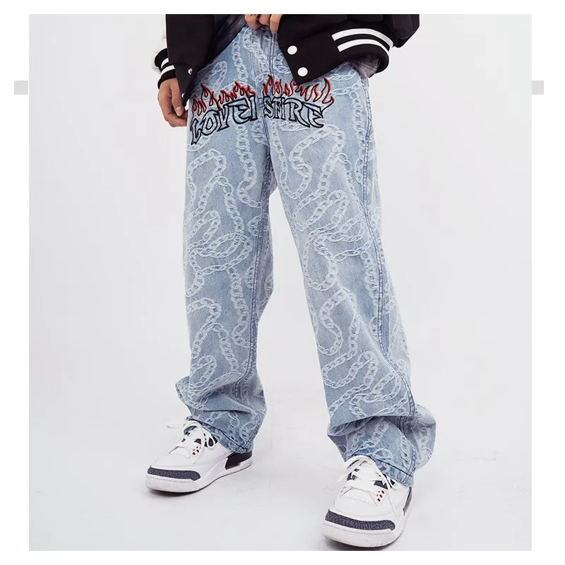 Top Trends: Baggy Pants Hip Hop Jeans Men 2022 Trends Clothes Letter Denim Printed Man Casual Trousers Streetwear Y2k Men's Trendyol Women's Shoppable Styles - Image 3