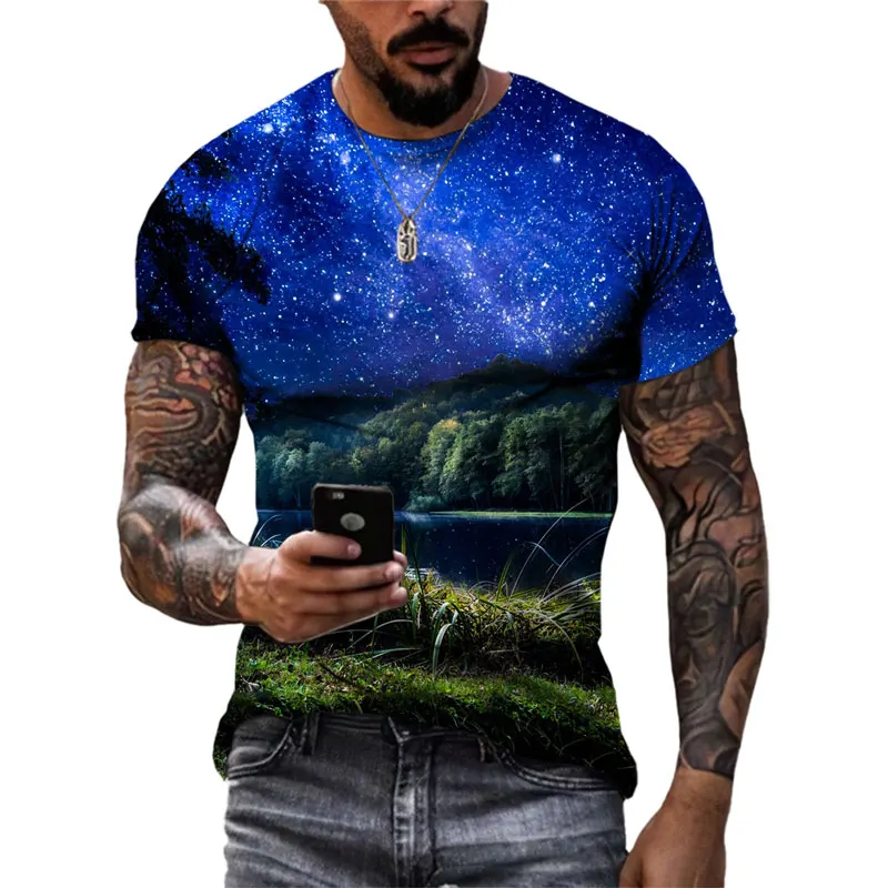 Top Trends: Fashion Unisex Starry Sky Graphic T Shirts Summer Casual Men 3D Printed Streetwear Hip Hop Personality Short Sleeve Tees Tops Shoppable Styles - Image 5