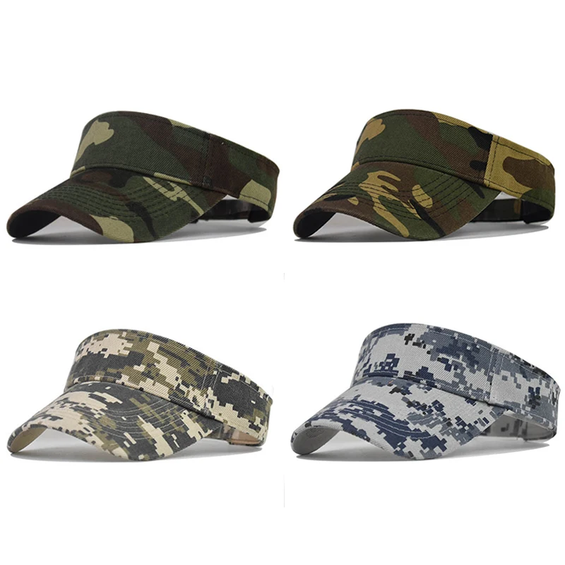 Top Trends: Men&#039;s Camouflage Summer Sun Hats Tactical Army Empty Top Visor Cap Women Adjustable Outdoor Sports Cycling Tennis Cap Beach Hat Shoppable Styles